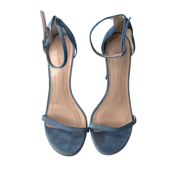 Stuart Weitzman Nudist Suede Sandal Pastel Blue Size 10 - Picture 4 of 7
